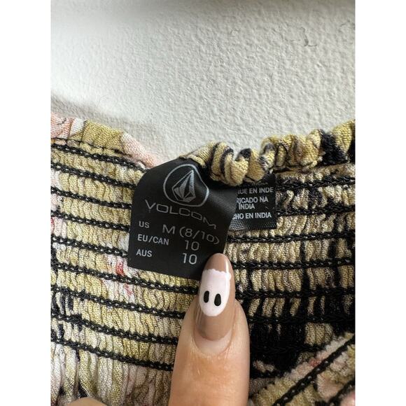 Volcom Tropical Floral Whimsygoth Surf Coquette Beach Cover Up Mini Dress M - Picture 2 of 6